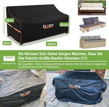 Захисний чохол для садовой меблів Enzeno L-подібної форми, водовідштовхуючий та вітростійкий, 255x255x87 см