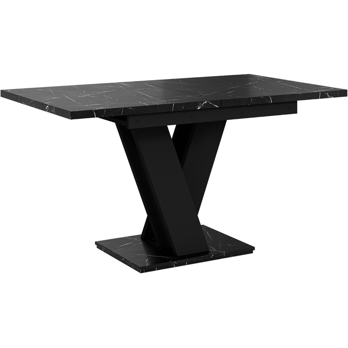 Розсувний кухонний стіл PROROOM FURNITURE Malvi - чорний, 120-160 см, для 4-6 осіб | Збірка легко | Royal Marmor | Для їдальні та кухні