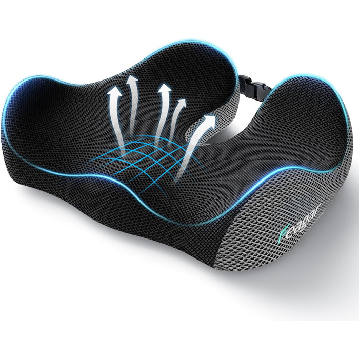 Ортопедична подушка для сидіння Feagar з memory foam - ергономічна подушка для офісного крісла, авто та дому - для полегшення болю в куприку при тривалому сидінні, неслизька (до 100 кг) (Сірий)