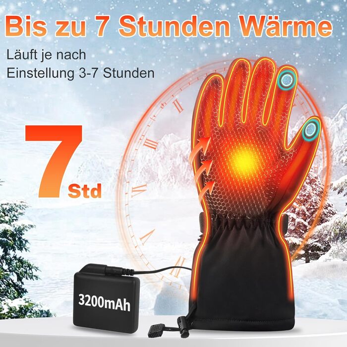 Гріючі рукавички Netraty для катання на лижах, велосипеді, мотоциклі. 7.4V, 6400mAh, 3 режими нагріву, зимові рукавички (M)