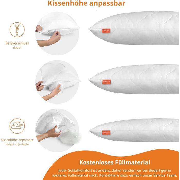 Подушка для сну на боці sleepling (Body Pillow) 40 x 145 см, м'яка мікрофібра, гіпоалергенна, Ökotex, з наволочкою