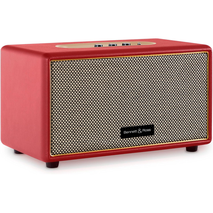 Ретро Bluetooth колонка Bennett & Ross BB-860RD Blackmore у шкіряній обробці, 2x30 Вт, USB MP3-плеєр, AUX, червона