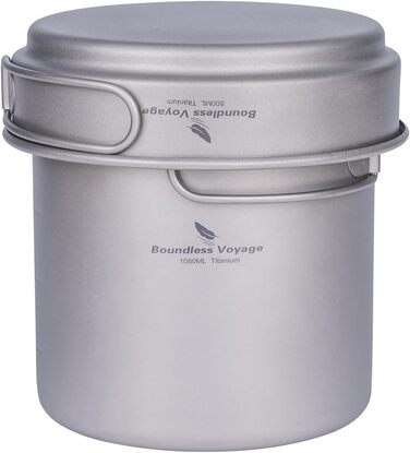 Набір посуду для кемпінгу Boundless Voyage з титанових казанів та сковород, для пікніків та відпочинку на природі (Ti1586B)