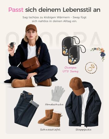 Електричні грілки для рук OCOOPA 2 шт. з дизайном гребінця, багаторазові, 4000mAh, 1.5 см, підходять у рукавички та сумки, подарунок на Новий рік, для жінок, зимові аксесуари, Ocoopa x UT5 Wiesengeflüster (Кількісний випуск)