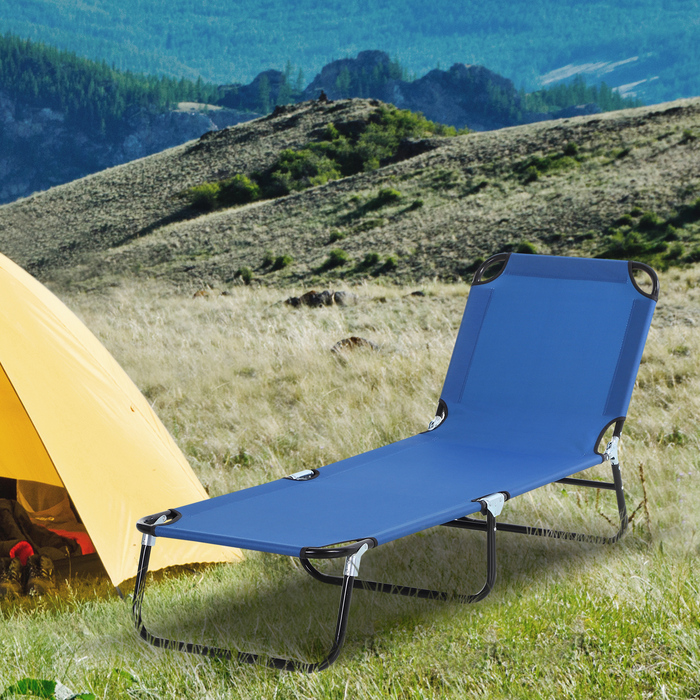 Шезлонг для відпочинку, спинка з 5 положеннями, швидковисихаючий матеріал, металевий каркас, 190 x 56 x 28 см, блакитний
