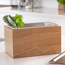 КАЗАЙ. Дизайнерське органічне відро для сміття-Holma - / 6L, придатне для миття в посудомийній машині і виготовлене з натурального дерев'яного шпону / кухонне відро для компосту для органічних відходів / Дуб