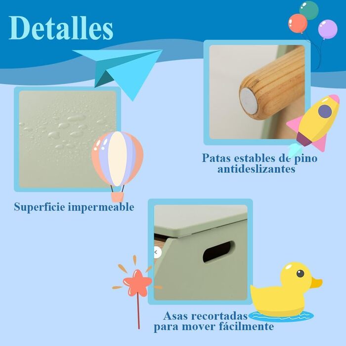 Дитяча полиця SOARS 2 в 1 для книг та іграшок з ящиком, білий та зелений, 60 x 30 x 44 см