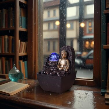 Декоративний фонтан Zen'Light Zimmerbrunnen: для дому, офісу, медитації, LED-підсвітка, H 18 см