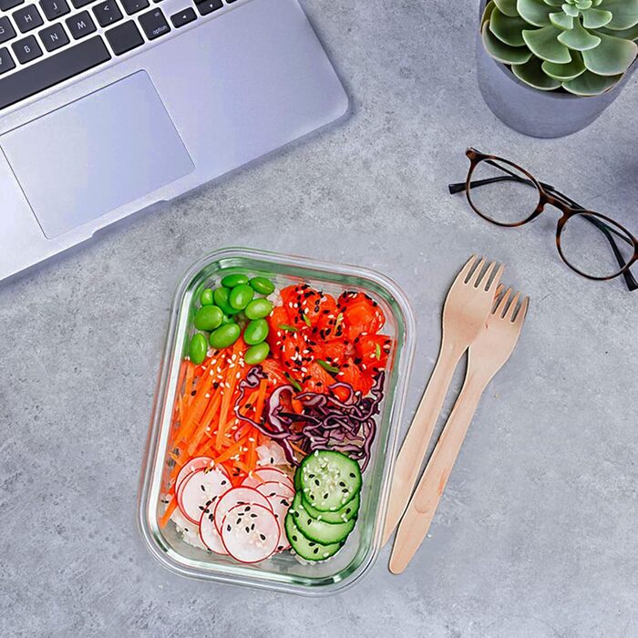 Набір скляних контейнерів для зберігання продуктів Komuee (24 шт.) з кришкою, BPA-free, для мікрохвильовки та посудомийної машини (блакитний)