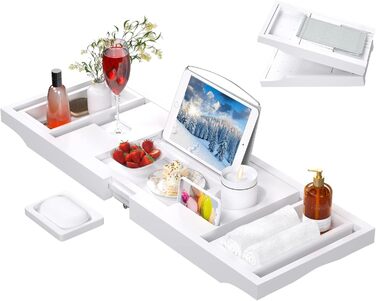 Підставка для ванни Artmalle, складаний столик з бамбука з тримачем для книги та келиха, мильниця в подарунок, для спа-салонів та читання