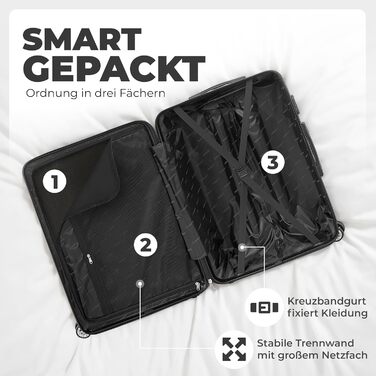 Набір валіз Onbest 3 шт. XXL – Чорний: 20', 24', 28' з ABS-пластику, з колесами, включає цифрові ваги