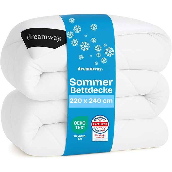 Ковдра DREAMWAY 200x220 см, 450gsm, тепла зимова ковдра, біла, для дітей та дорослих