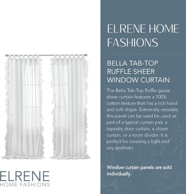 Прозора штора Elrene Home Fashions Bella Ruffle, 52 x 84', ніжно-рожева, 1 упаковка