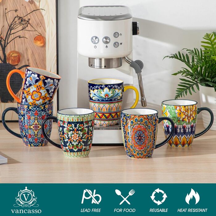 Набір кавових чашок Vancasso 6 шт. SIMI, 360 мл, порцеляна, чайний сервіз на 6 осіб