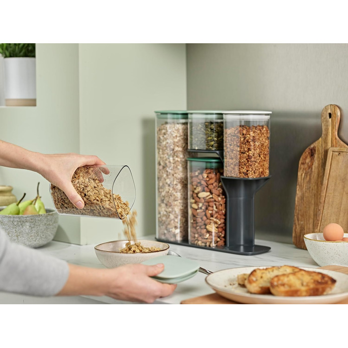 Набір Joseph Joseph з 5 контейнерів для зберігання продуктів на кухні, герметичні з функціональним тримачем, сірий
