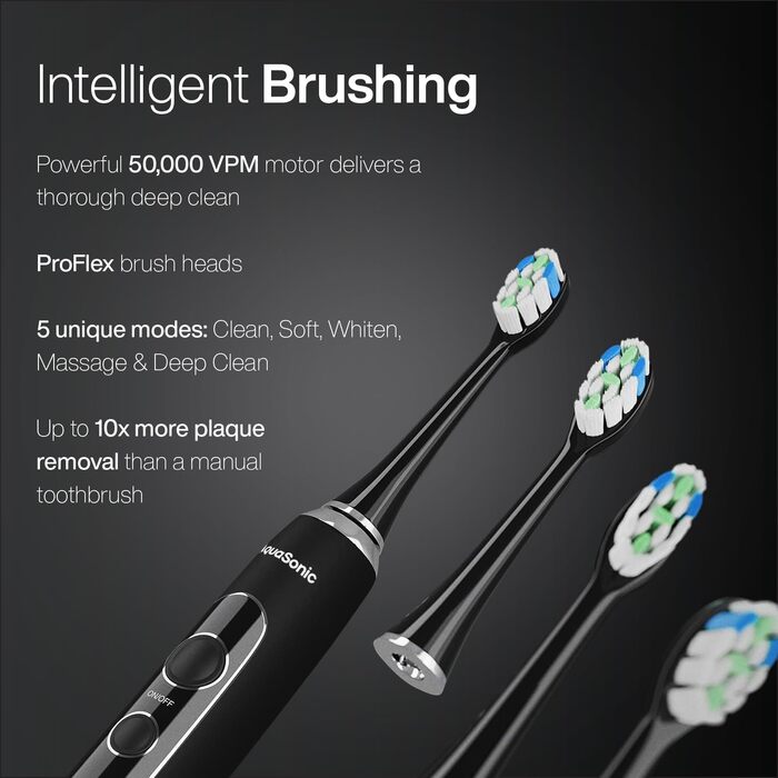 Aquasonic Home Dental Center PRO: електрична зубна щітка та іригатор для догляду за порожниною рота. Здорова посмішка та білі зуби. ADA-сертифіковано, чорний колір
