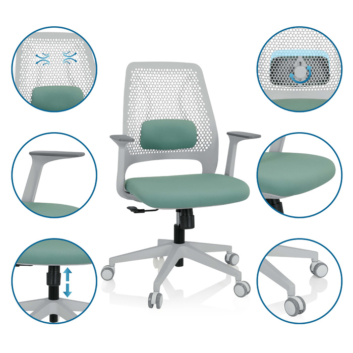 Офісне крісло PARFERIO W з тканини м'ятно-зеленого кольору hjh OFFICE