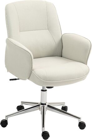 Крісло для дому та офісу Vinsetto: регульоване, поворотне, з функцією гойдання, до 120 кг, для робочого кабінету та спальні (кремовий)