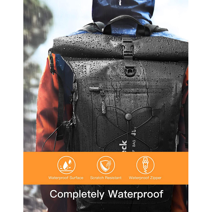 Чоловічий багатофункціональний рюкзак Inateck 30-35 л водонепроникний чорний