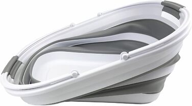 Пластиковий розбірний кошик для білизни - Овальна ванна/кошик - Складний контейнер для зберігання - Портативний лоток для прання - Компактний кошик для білизни (білий/сірий), 38L