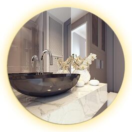 Круглий дзеркало Ramix з LED підсвічуванням, настінний, для ванної кімнати, 50 см, тепле біле світло