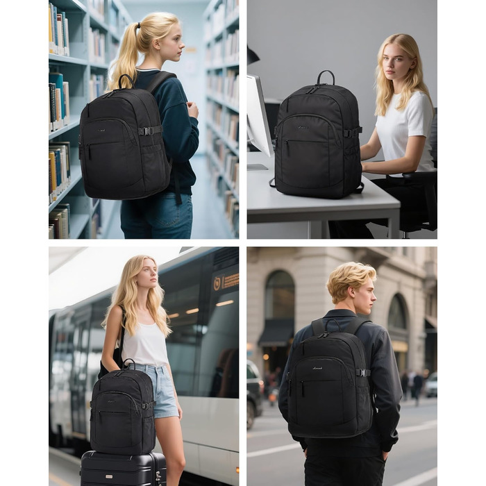 LOVEVOOK Рюкзак для ноутбука 17,3 дюйма, водонепроникний, для жінок та чоловіків, чорний