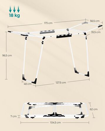 Металева сушарка для білизни - біла