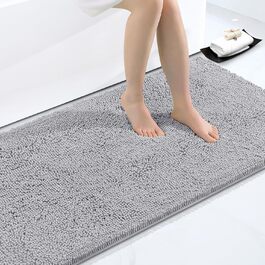 Килимок для ванної кімнати Homaxy з антиковзким покриттям, мікрофібра, 60 x 120 см, світло-сірий