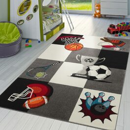 Дитячий килим спортивний Світ Футбол Кубок теніс килим для дитячої кімнати сірий кремовий, Розмір 120x170 см