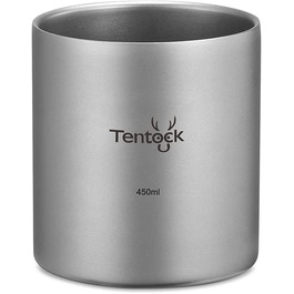Портативна титанова чашка для чаю Tentock, чашка для води з подвійними стінками, надлегка Вулична міні-титанова чашка для кемпінгу, пікніка, піших прогулянок, подорожей / 450 мл (450 мл)