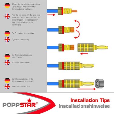 Бананові пробки Poppstar 20 шт. високого класу, 24-каратні позолочені, 4 мм, 10 шт. чорний/червоний, 20 шт.