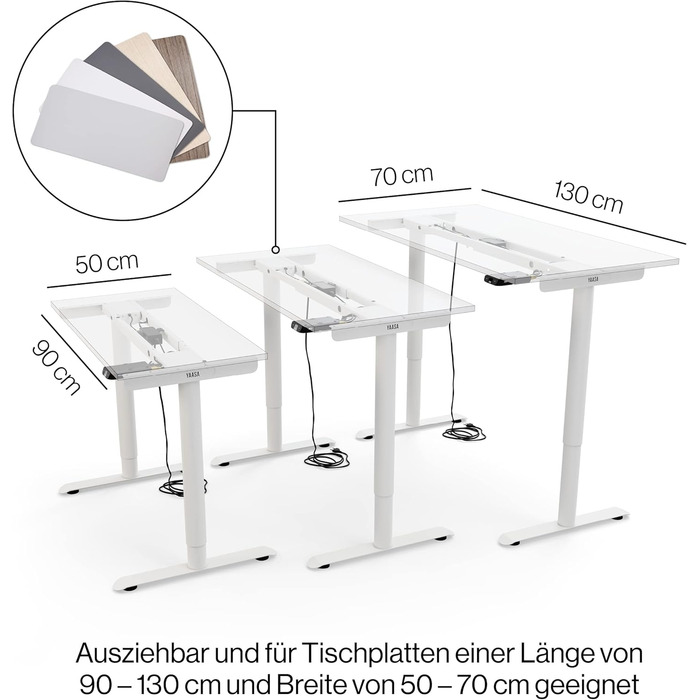 Стол Yaasa Frame Basic S: Регульована висота, USB-порт, телескопічний механізм, блокування клавішами (білий)