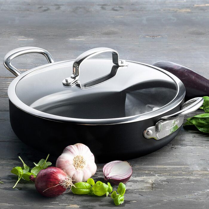 Сковорода GreenPan Barcelona з антипригарним покриттям Ceramic, 30 см, 4.8 л з кришкою, чорна