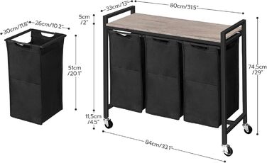 Кошик для білизни HOOBRO з 3 відділеннями, 119 л, на колесах, білий