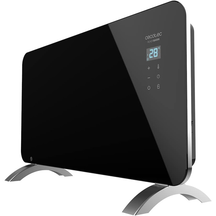 Конвектор Cecotec Ready Warm 6750 Crystal Connection з глянсовою панеллю, 2000 Вт, WiFi, термостат, таймер, підставка, для ванної кімнати (IP24), тихий, білий (чорний, 1500 Вт)