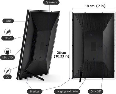 Frameo Цифровий фоторамка 10.1 дюймів з Wi-Fi, горіхове дерево, 32GB, IPS сенсорний екран 1280*800 HD, відтворення фото/відео через додаток Frameo, подарунок для чоловіків та жінок