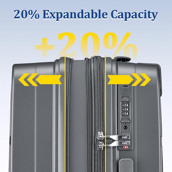 Набір валіз Joyway 4 шт. з жорстким корпусом та TSA-замком, розширюваний, сірий колір