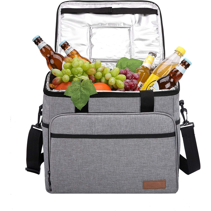 Продуктові кошики ALLCAMP 22L, велика ізольована корзина, сумка-холодильник, сумка-холодильник, сумка-холодильник для пікніка, сумка-холодильник, сумка-холодильник, сумка-холодильник, світло-сірий (складаний, світло-сірий)