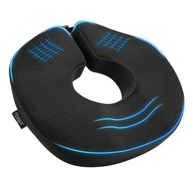 Ортопедична подушка-кільце Feagar: регульований ергономічний подушка-пончик для копчика, геморою та післяпологового відновлення, підходить для авто, офісного крісла та візка, чорна, великий розмір (90-140 кг)