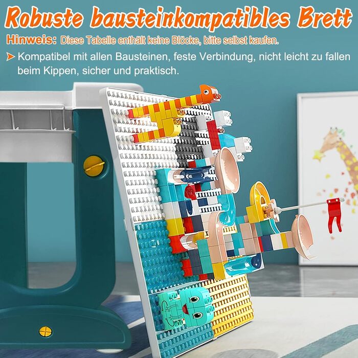 Дитячий стіл 5-в-1 з кріслами: ігровий стіл, навчальний стіл з місцем для зберігання та кубиками. Версія A