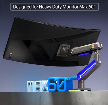 Кріплення для монітора NB Ergonomic RGB, сумісне з моніторами 32-60 дюймів, вантажопідйомність до 20 кг, VESA 75/100 мм (фіолетовий)