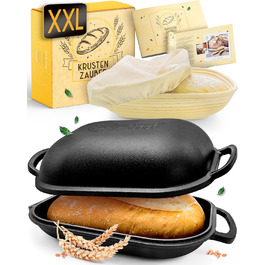 Набір для випікання хліба з чавунного лиття Krustenzauber XXL: форма, корзина для підйому, лопатки, ніж та інше. Ідеальний для початківців (форма 40 см)