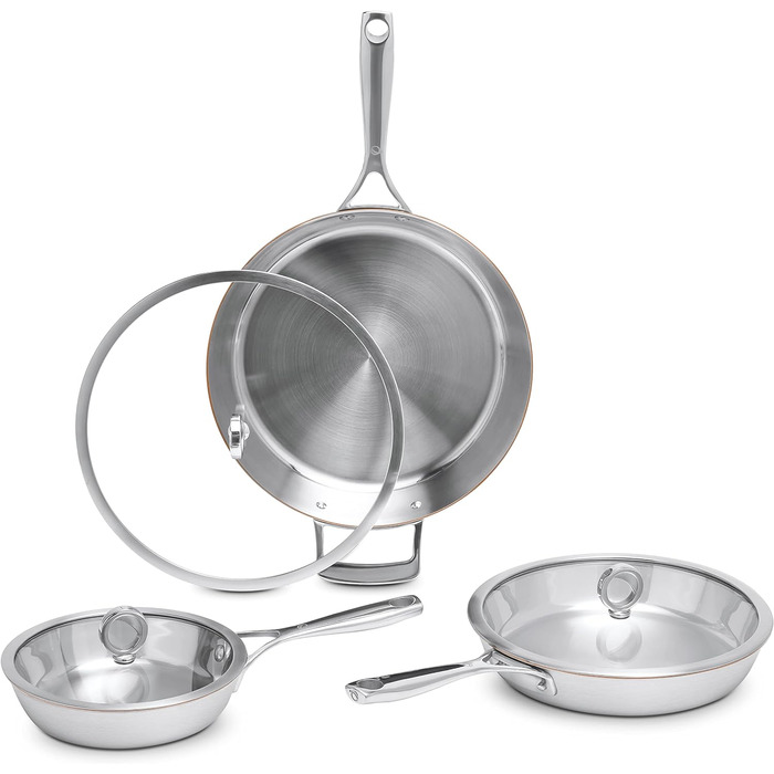 Мідна сковорода Olav, індукційна сковорода, підходить для гриля, можна мити в посудомийній машині та духовці, нержавіюча сталь з мідним сердечником (20 26 30)