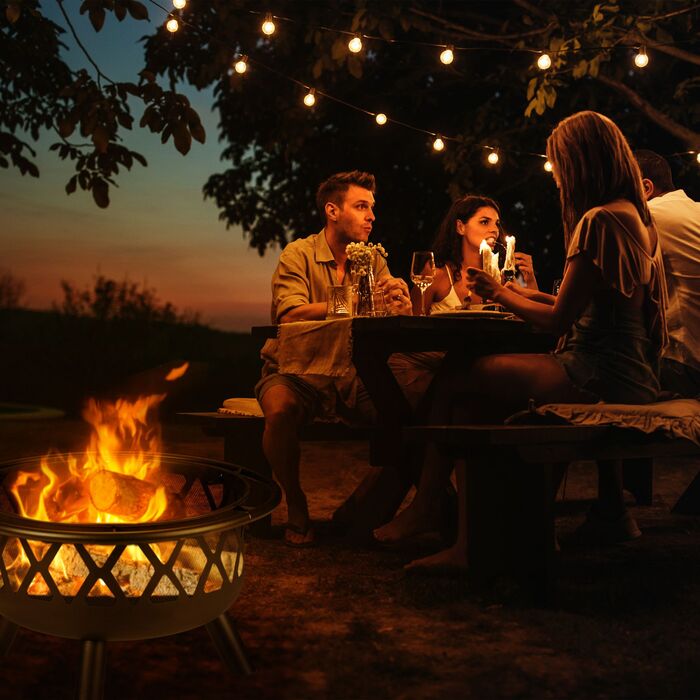 Вогнище Relaxdays з грилем та захистом від іскор