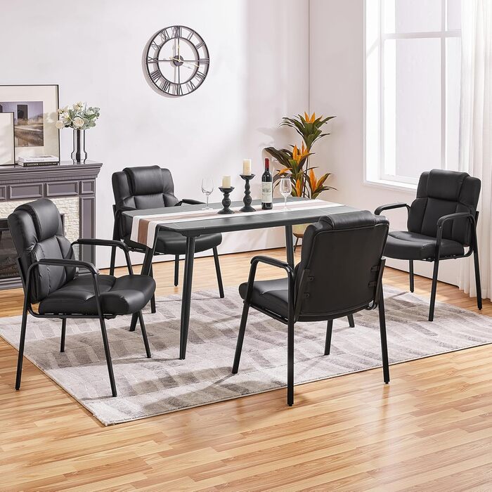 Крісла для офісу та конференцій Yaheetech (4 шт.) - чорні, без роликів