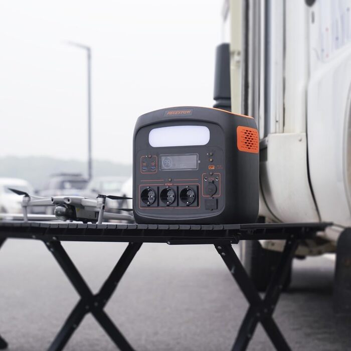 Портативна електростанція 1500W (3000W пікова потужність), 1102,5Wh LiMnFePO4 акумулятор, швидка зарядка за 90 хв, PD 100W, USB-C/AC/DC, сонячна панель, для кемпінгу, резервне живлення, на відкритому повітрі (Помаранчевий + Чорний)