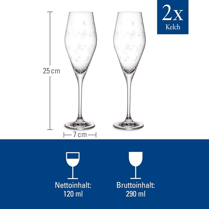 Набір келихів для шампанського та шампанського Villeroy & Boch Toy's Delight (2 шт.), кришталеве скло, для святкування, миється в посудомийній машині
