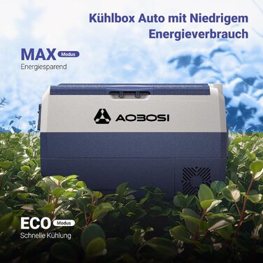 AAOBOSI Компресорна холодильна сумка 60 л з Wi-Fi, 12/24/240 В, -20°C до 20°C для авто, кемпінгу, човна, RV, з двозонною системою охолодження