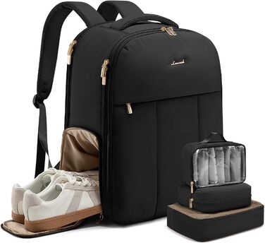 Чорний жіночий рюкзак LOVEVOOK 40L для подорожей з відділенням для ноутбука 17