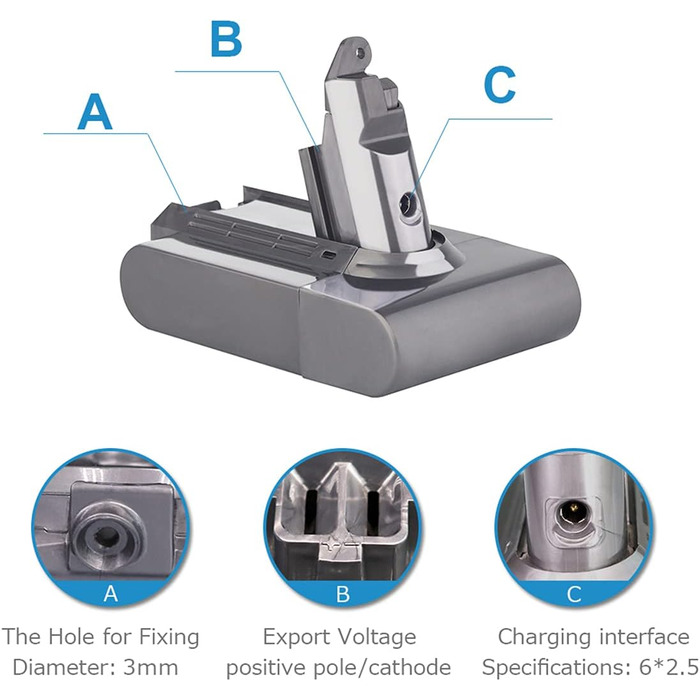 Змінна батарея EOHJAR 21,6 В 4000 мАг для Dyson V6/DC62/DC59/DC61/DC58/DC72/DC74 з 2 попередніми фільтрами